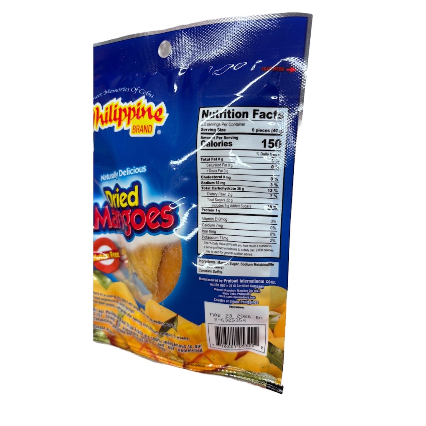 Philippine Brand - Gluten Free Naturally Delicious Dried Mangoes - Net Wt 3.05oz(100g)