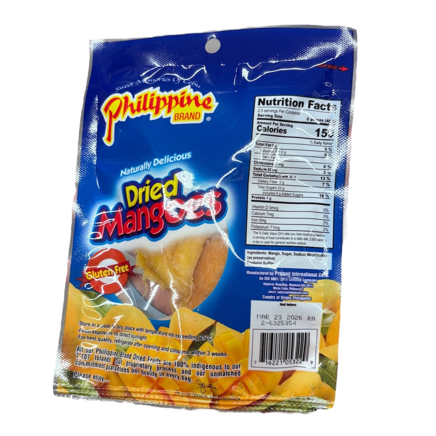 Philippine Brand - Gluten Free Naturally Delicious Dried Mangoes - Net Wt 3.05oz(100g)