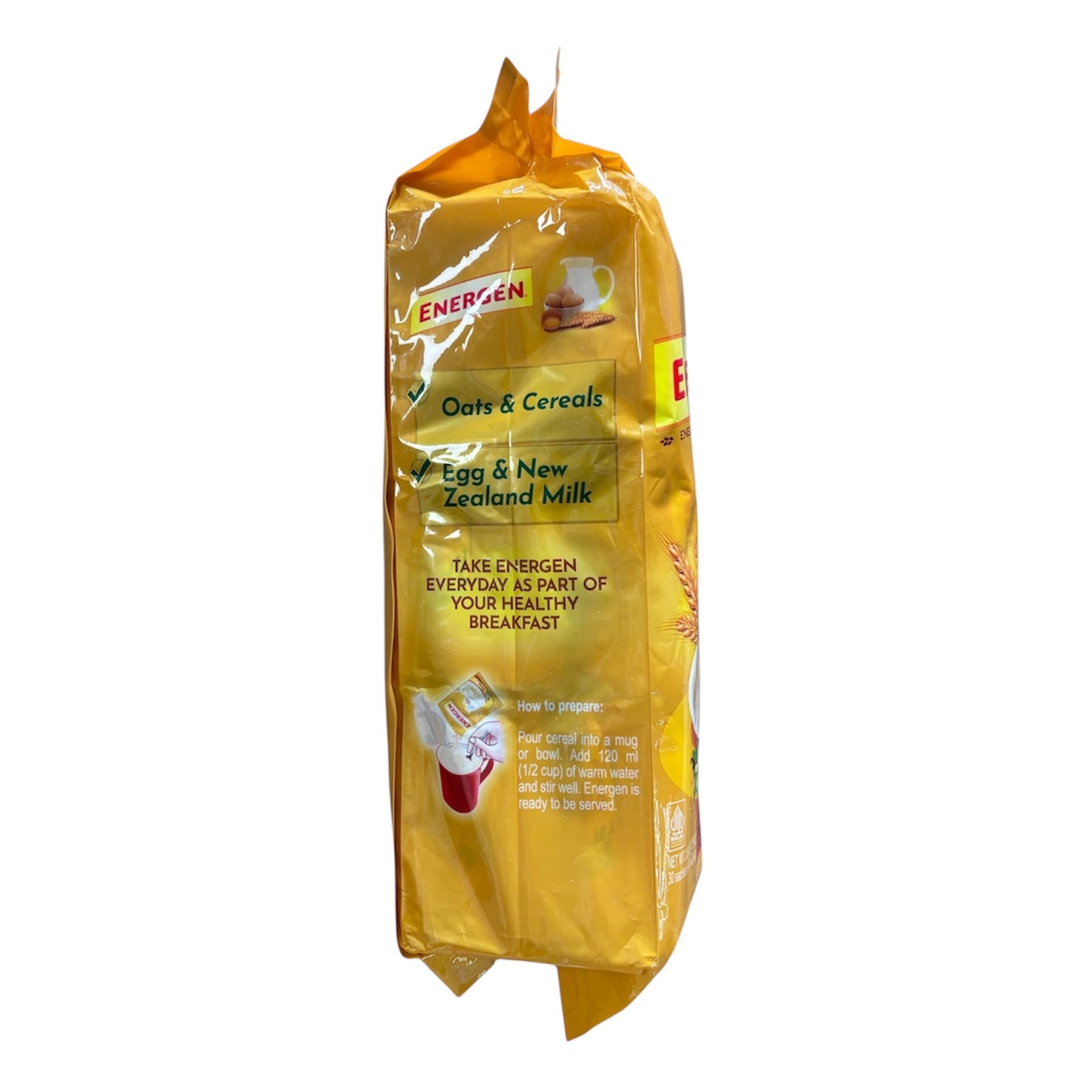 ENERGEN Cereal Vanilla Bag with Milk Net WT. 2.65LB/1.2KG 30 Sachet