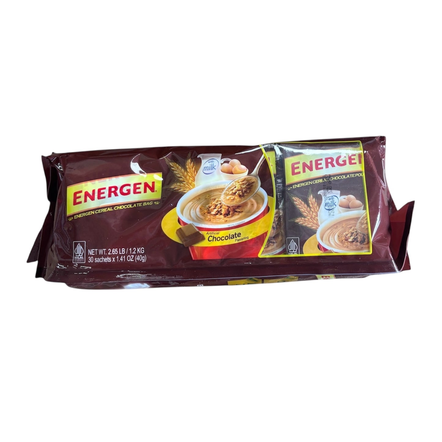 Energen Cereal Chocolate Bag Net wt. 2.65LB 30 Sachet Chocolate Oats Cereal