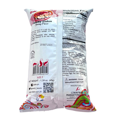 Oishi Kirei Yummy Flakes Shrimp Flavor Net Wt 1.59oz. (45g)