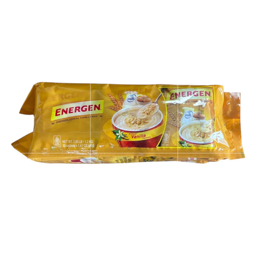 ENERGEN Cereal Vanilla Bag with Milk Net WT. 2.65LB/1.2KG 30 Sachet